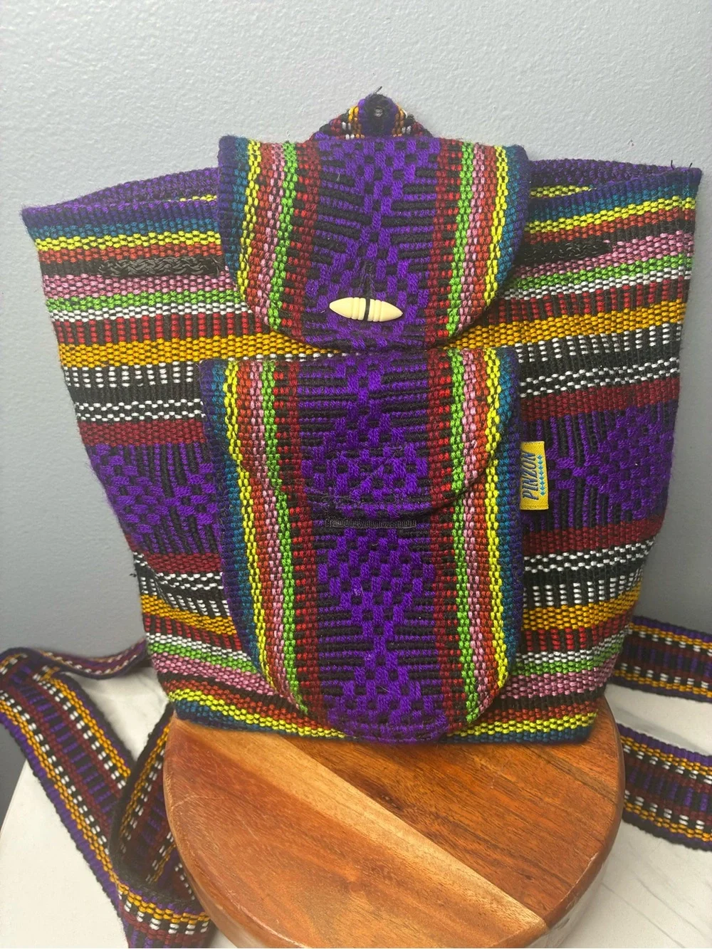 Pinzon Woven Backpack Purple Multicolor Festival Boho Bag